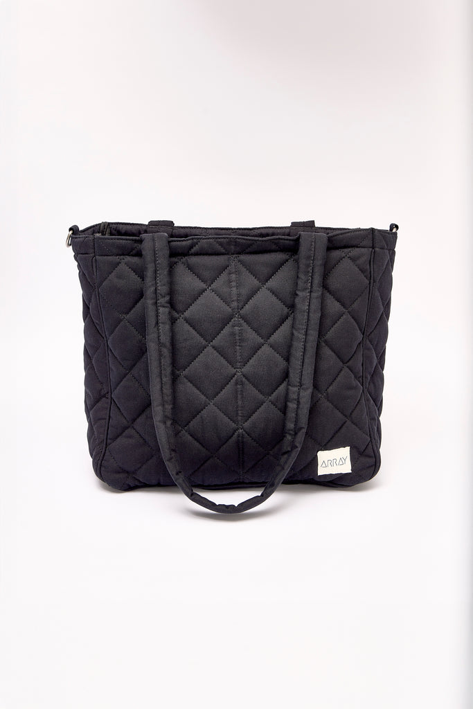 Everyday Pocket Tote QUILTED BLACK CANVAS Array