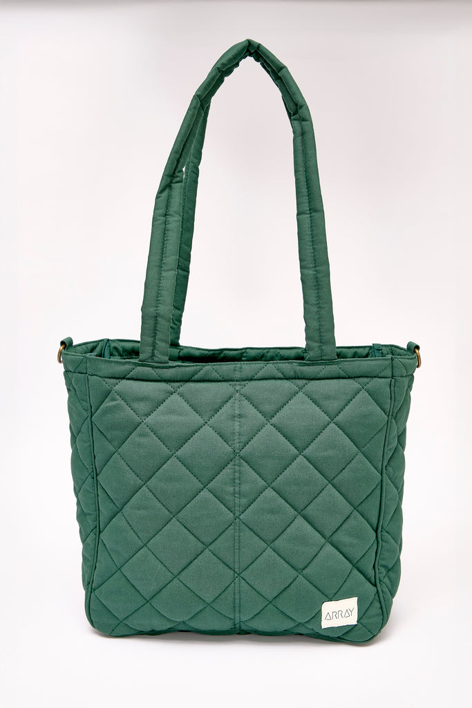 Quilted Everyday Pocket Tote bag with six internal pockets, in a versatile and casual style. Organise the chaos of everyday life. From baby bag, to work bag it is an everyday essential.