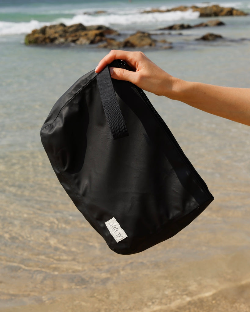 Water resistant and lightweight bag to separate the wet/dirty from the dry.