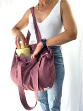 Load image into Gallery viewer, Large Zip Top Pocket Tote - DUSTY ROSE
