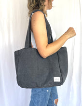 Load image into Gallery viewer, Everyday Zip Top Pocket Tote - WASHED BLACK
